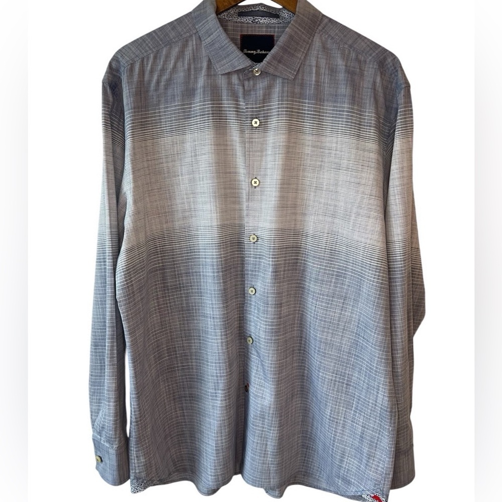 Tommy Bahama blue, white and Gray Striped Men's Shirt-2XL